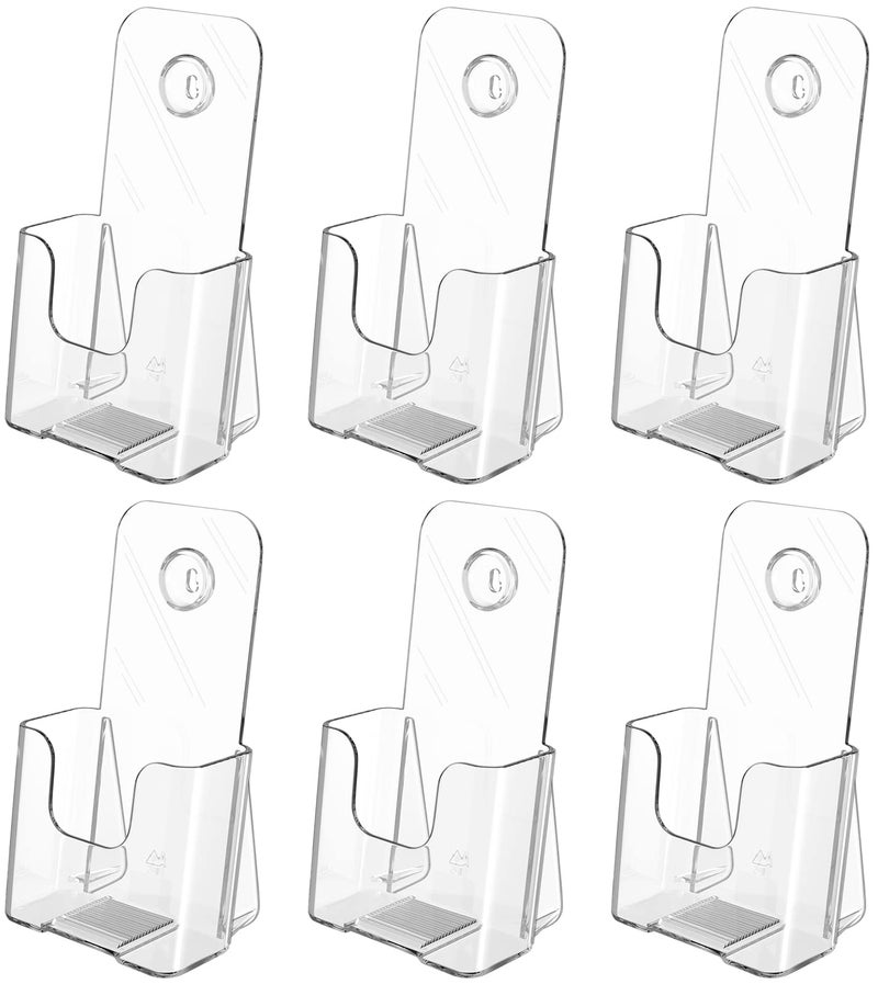 ماكسجير حامل كتيبات أكريليك من ماكس جير، عبوة من 6 قطع، حامل ثلاثي الطيات بعرض 4 بوصات، حامل بلاستيكي للمنشورات والكتيبات والنشرات الإعلانية وبطاقات العرض، حامل عرض شفاف يُثبت على الحائط، مناسب للاستخدام المكتبي أو المنزلي - Image 1